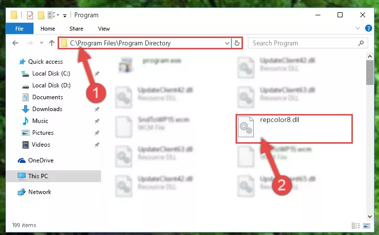 Choosing the Repcolor8.dll library