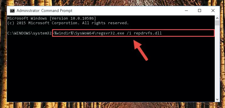 Deleting the damaged registry of the Repdrvfs.dll