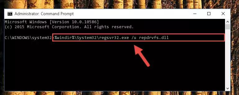 Extracting the Repdrvfs.dll library from the .zip file