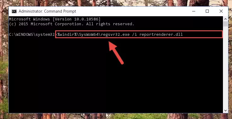 Uninstalling the damaged Reportrenderer.dll library's registry from the system (for 64 Bit)