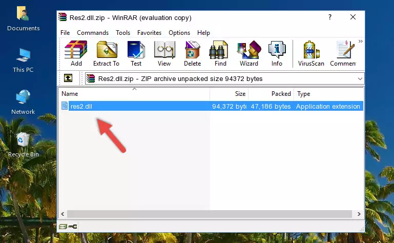 Copying the Res2.dll file into the software's file folder