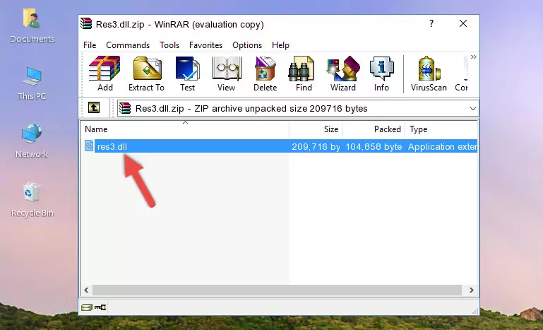 Copying the Res3.dll file into the software's file folder