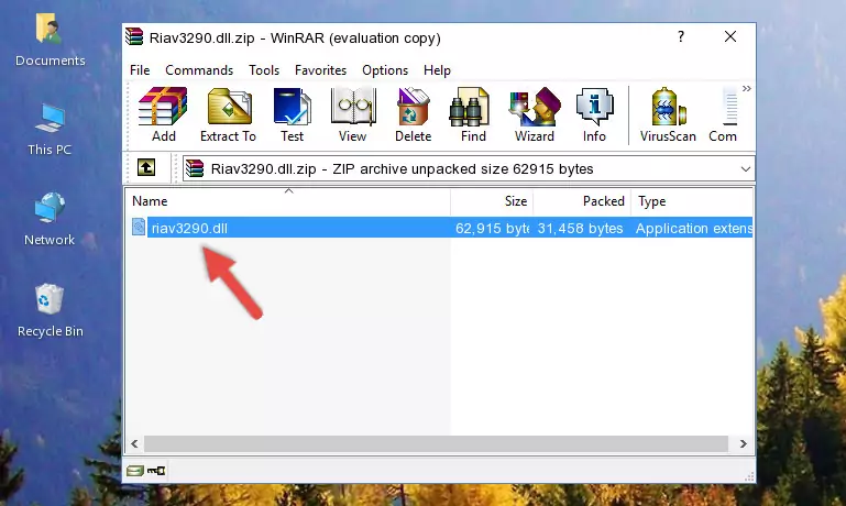 Pasting the Riav3290.dll file into the software's file folder