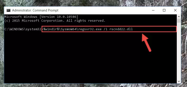 Uninstalling the damaged Rscndd22.dll library's registry from the system (for 64 Bit)