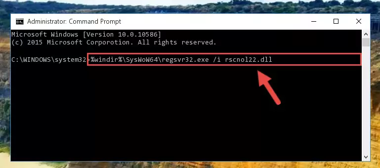 Uninstalling the damaged Rscnol22.dll file's registry from the system (for 64 Bit)