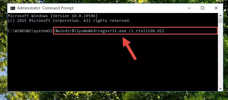 Deleting the damaged registry of the Rtal3290.dll