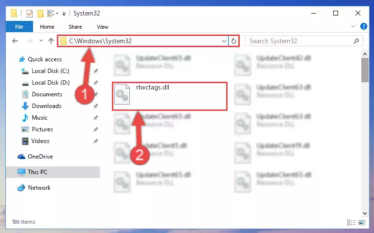 Pasting the Rtwctags.dll library into the Windows/sysWOW64 directory