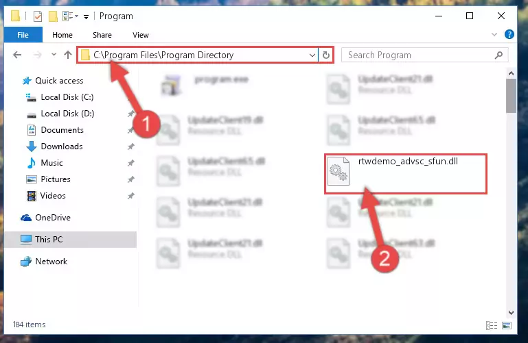 Uninstalling the broken registry of the Rtwdemo_advsc_sfun.dll library from the Windows Registry Editor (for 64 Bit)
