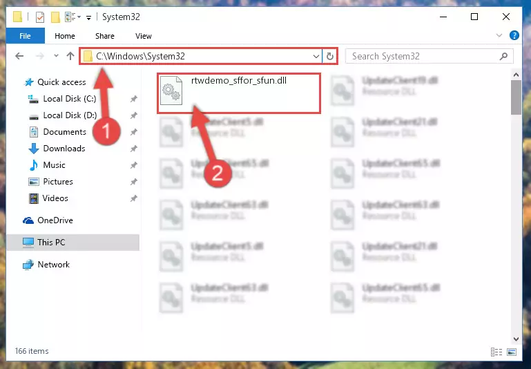 Pasting the Rtwdemo_sffor_sfun.dll library into the Windows/System32 directory