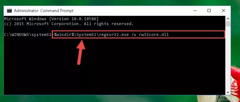 Reregistering the Rw32core.dll library in the system