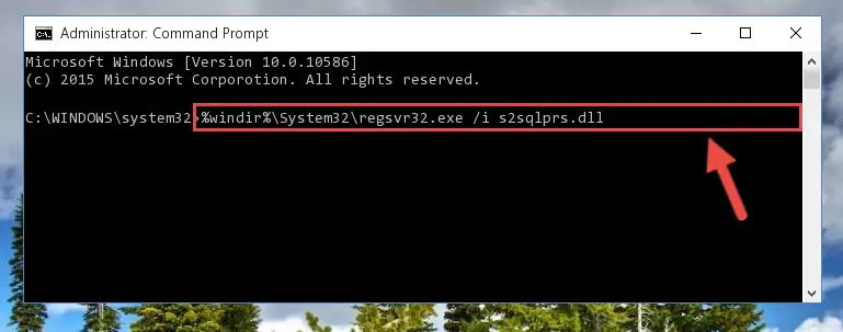 Uninstalling the S2sqlprs.dll library from the system registry