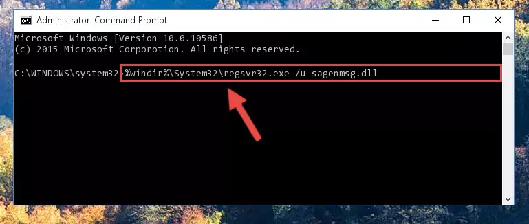 Extracting the Sagenmsg.dll library from the .zip file