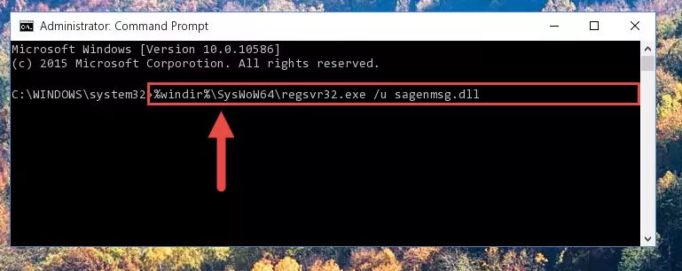 Reregistering the Sagenmsg.dll library in the system