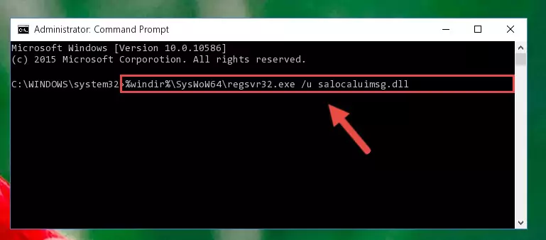 Reregistering the Salocaluimsg.dll file in the system