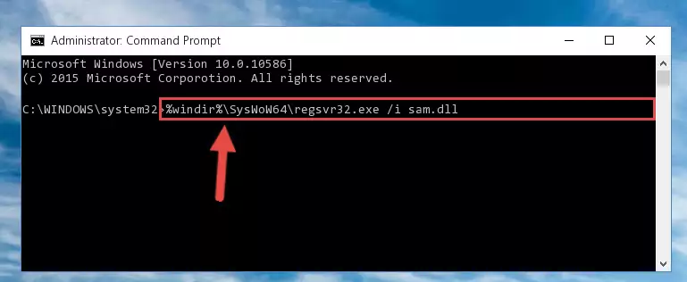 Uninstalling the damaged Sam.dll library's registry from the system (for 64 Bit)