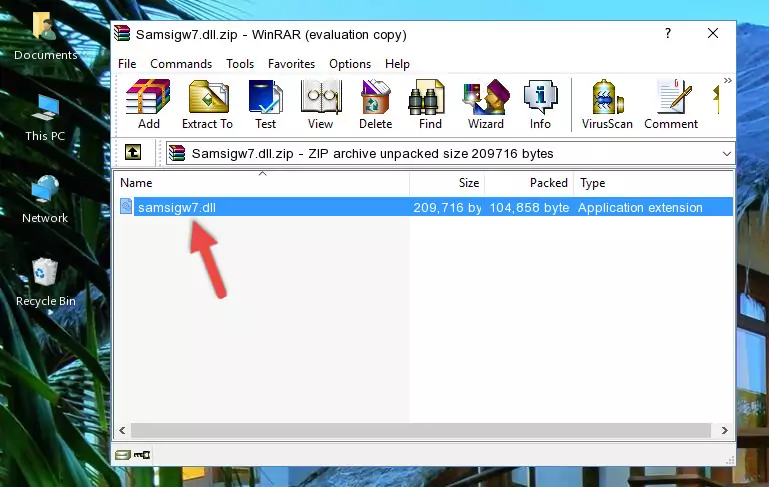 Copying the Samsigw7.dll file into the software's file folder