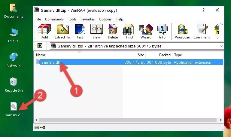 Pasting the Samsrv.dll file into the software's file folder