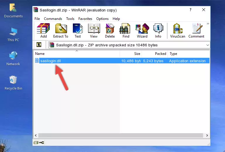 Copying the Sasllogin.dll file into the file folder of the software.