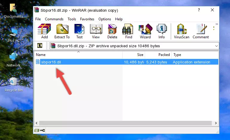 Copying the Sbpor16.dll file into the file folder of the software.
