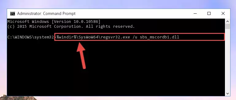 Reregistering the Sbs_mscordbi.dll file in the system (for 64 Bit)
