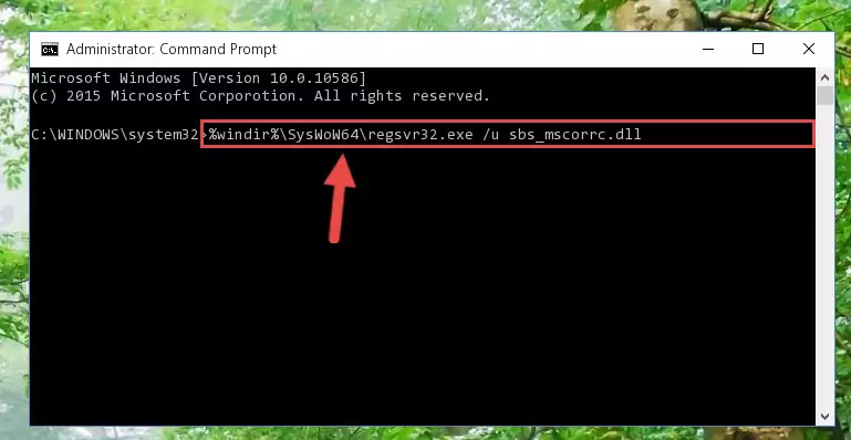 Creating a new registry for the Sbs_mscorrc.dll file in the Windows Registry Editor