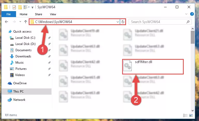 Extracting the Sdf1filter.dll library to the desktop