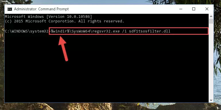 Uninstalling the Sdf1tsosfilter.dll library from the system registry