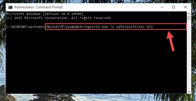 Reregistering the Sdf1tsosfilter.dll library in the system
