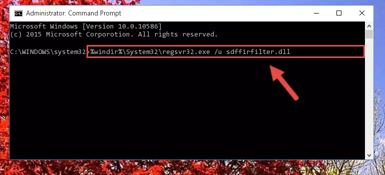Creating a new registry for the Sdffirfilter.dll file in the Windows Registry Editor