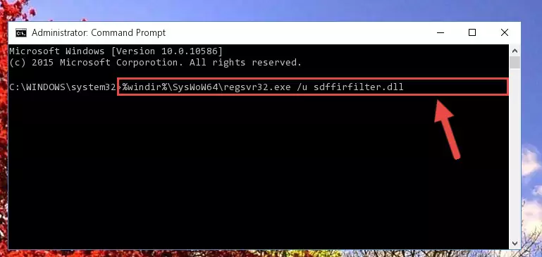 Reregistering the Sdffirfilter.dll file in the system (for 64 Bit)