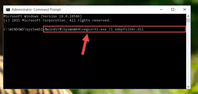Uninstalling the Sdspfilter.dll file from the system registry
