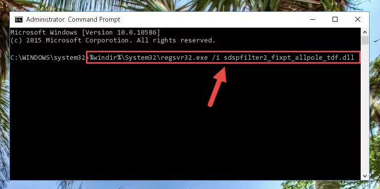 Reregistering the Sdspfilter2_fixpt_allpole_tdf.dll library in the system (for 64 Bit)