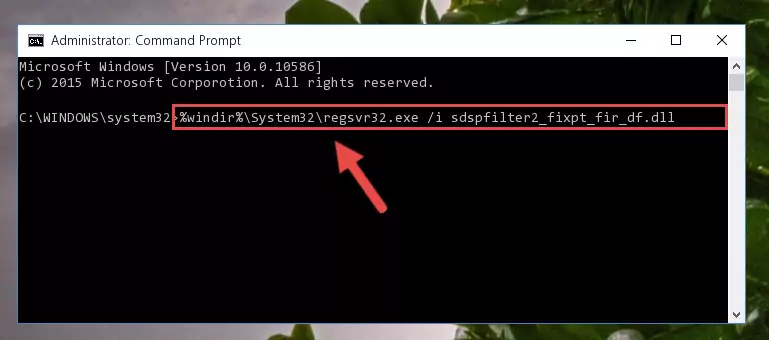 Reregistering the Sdspfilter2_fixpt_fir_df.dll file in the system (for 64 Bit)