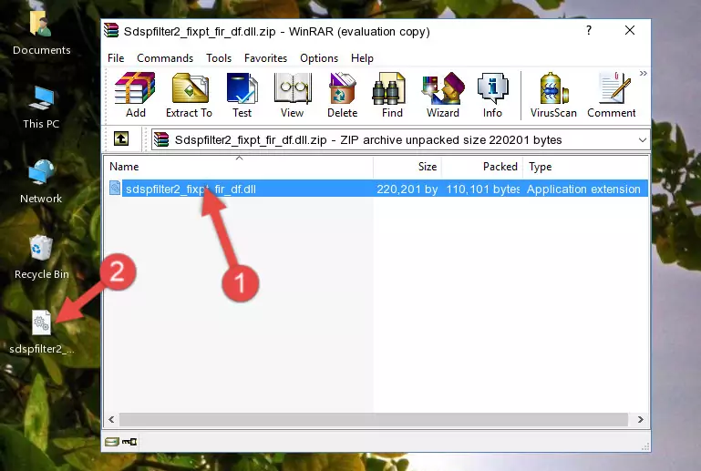 Copying the Sdspfilter2_fixpt_fir_df.dll file into the file folder of the software.