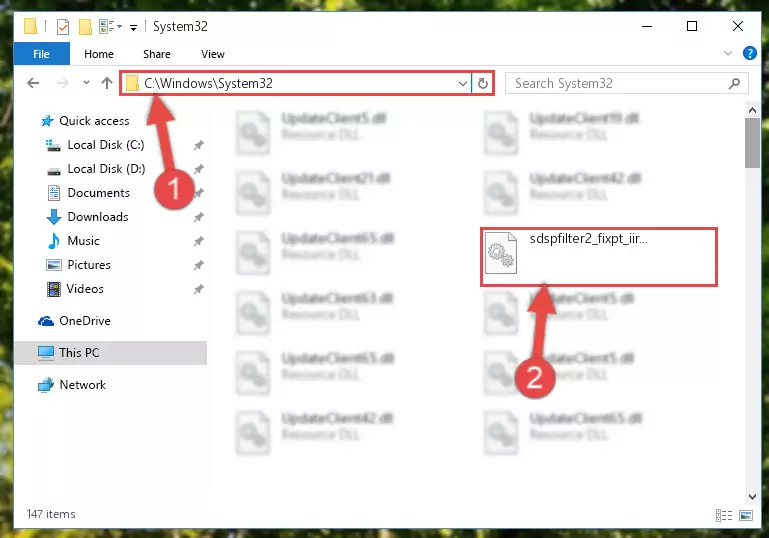 Copying the Sdspfilter2_fixpt_iir_df1.dll file into the Windows/System32 folder