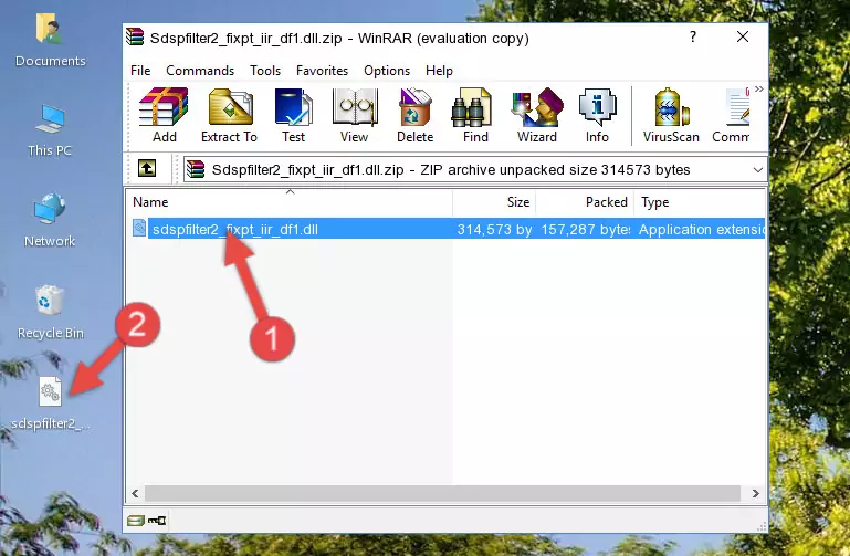Copying the Sdspfilter2_fixpt_iir_df1.dll file into the file folder of the software.
