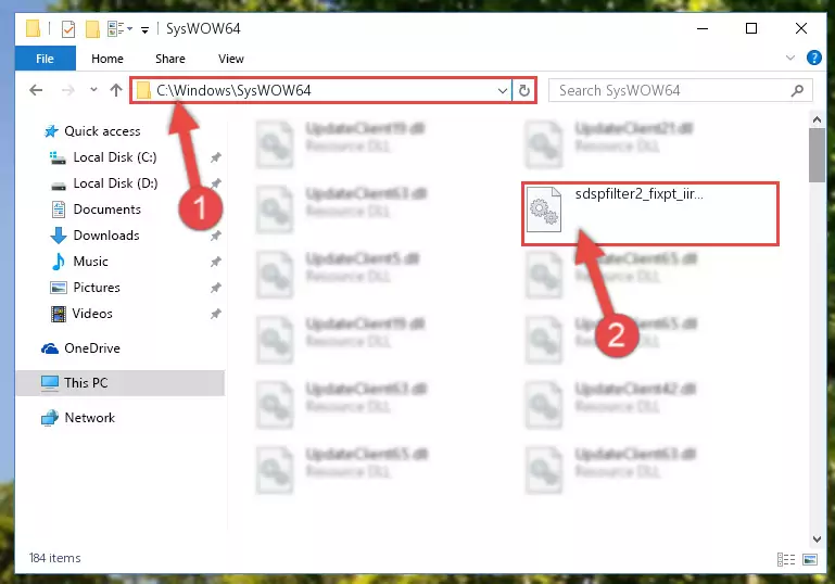 Pasting the Sdspfilter2_fixpt_iir_df1.dll file into the Windows/sysWOW64 folder