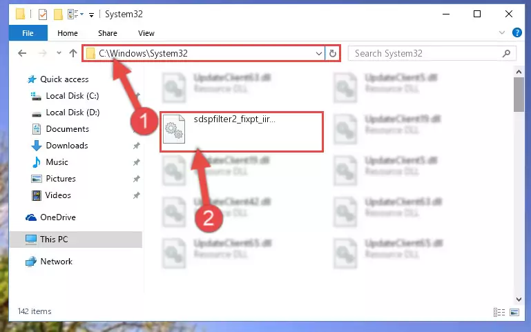 Copying the Sdspfilter2_fixpt_iir_df2t.dll file into the Windows/System32 folder