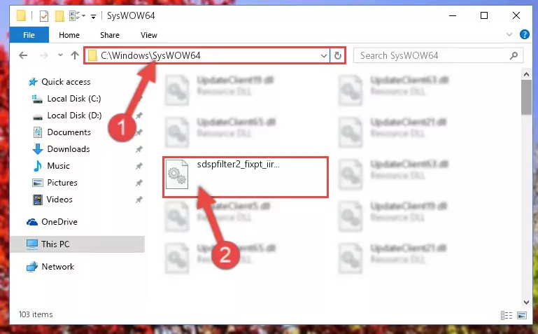 Copying the Sdspfilter2_fixpt_iir_df2t.dll file to the Windows/sysWOW64 folder