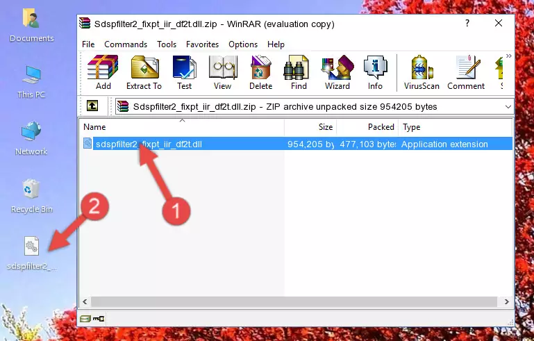 Copying the Sdspfilter2_fixpt_iir_df2t.dll file into the software's file folder