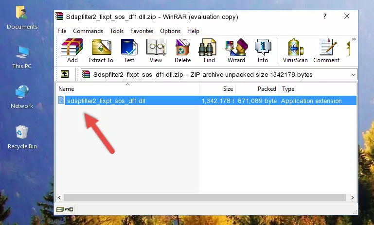 Pasting the Sdspfilter2_fixpt_sos_df1.dll file into the software's file folder