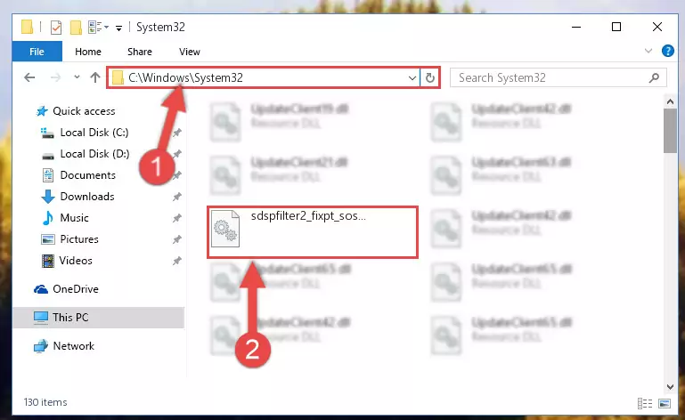 Pasting the Sdspfilter2_fixpt_sos_df1.dll file into the Windows/sysWOW64 folder