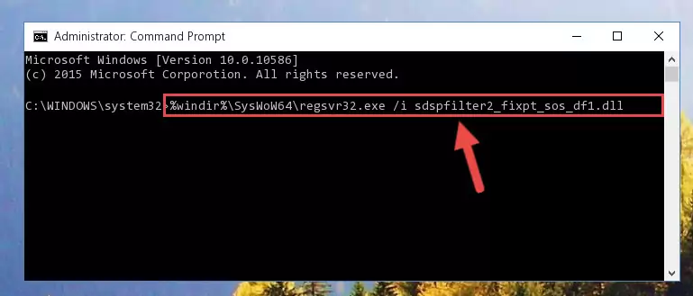 Uninstalling the broken registry of the Sdspfilter2_fixpt_sos_df1.dll file from the Windows Registry Editor (for 64 Bit)