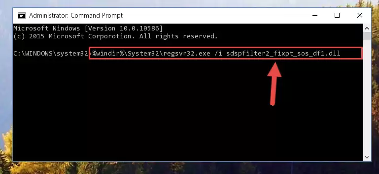 Deleting the Sdspfilter2_fixpt_sos_df1.dll file's problematic registry in the Windows Registry Editor