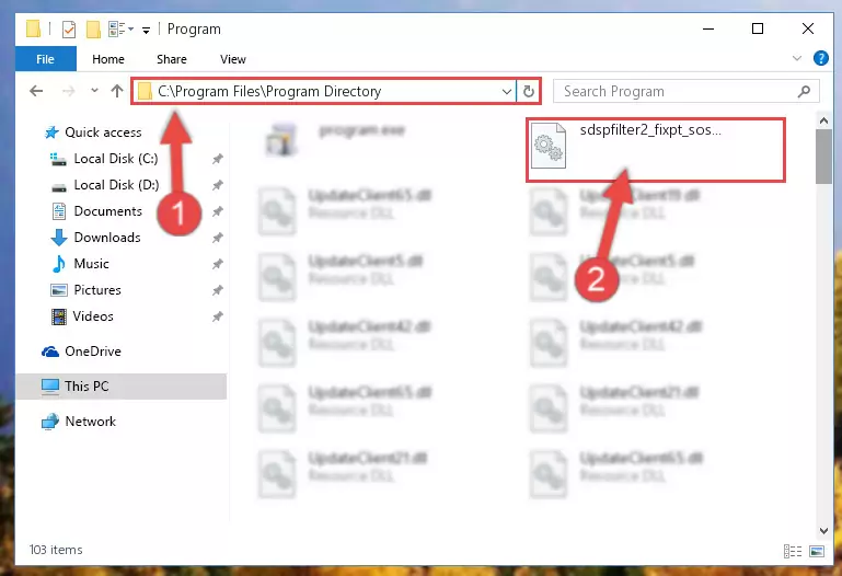 Choosing the Sdspfilter2_fixpt_sos_df1.dll file
