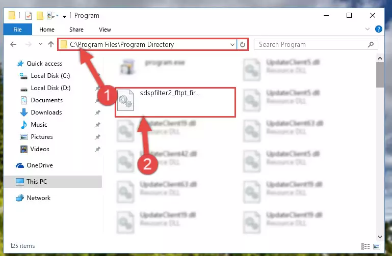Uninstalling the damaged Sdspfilter2_fltpt_fir.dll library's registry from the system (for 64 Bit)
