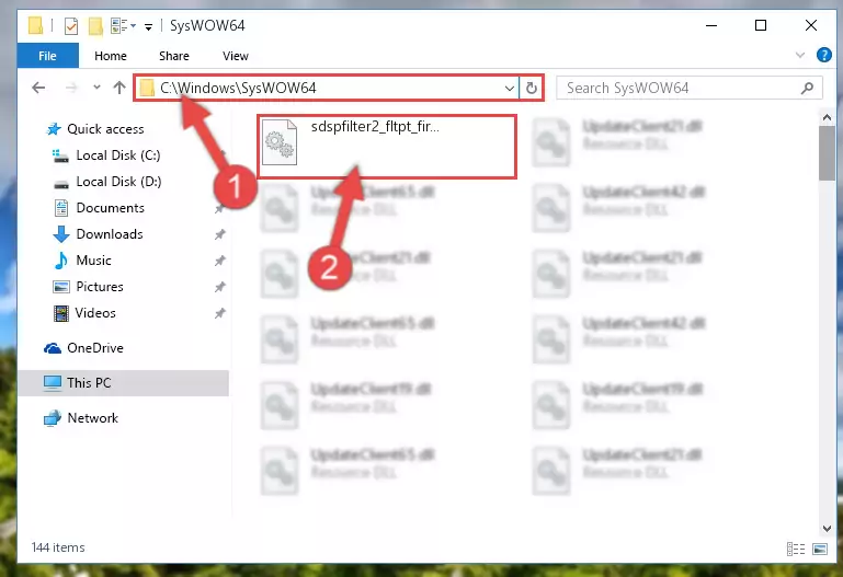 Copying the Sdspfilter2_fltpt_fir.dll library to the Windows/sysWOW64 directory