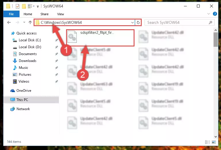 Pasting the Sdspfilter2_fltpt_fir_df_sym.dll file into the Windows/sysWOW64 folder