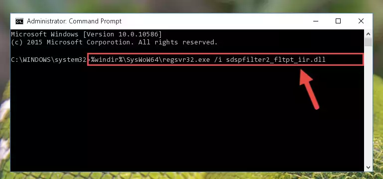 Deleting the damaged registry of the Sdspfilter2_fltpt_iir.dll
