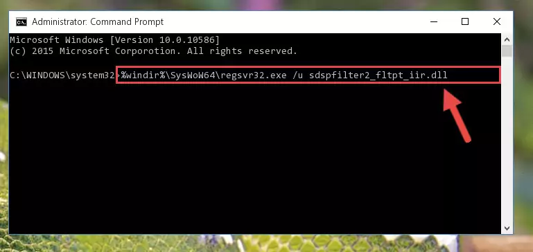 Reregistering the Sdspfilter2_fltpt_iir.dll file in the system